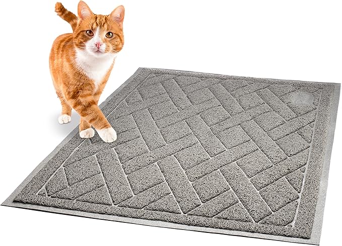 Pawkin Cat Litter Mat, Patented Design with Litter Lock Mesh, Extra Large, Durable, Easy to Clean, Soft, Fits Under Litter Box, Litter Free Floors, Gray — image 2