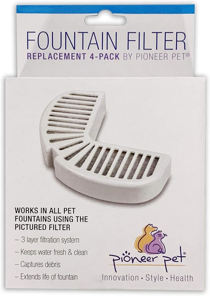 Pioneer Pet Water Fountain Replacement Filters – 4 Pack - fits Raindrop Stainless Steel and Big Max Ceramic Fountains – Easy to Change, Carbon Water Filter (3014) — image 2