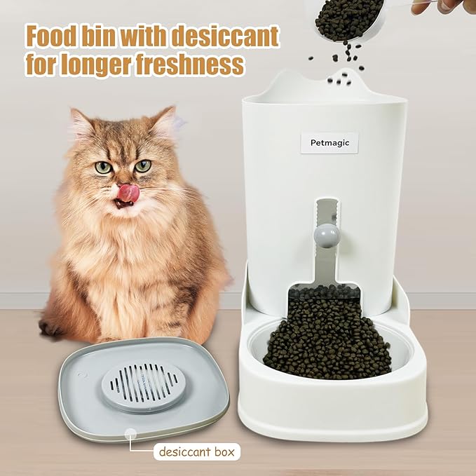 Gravity cat Feeder by Petmagic is a 3.6L Large-Capacity cat Food and Water Bowl Set. This Two-piece Set is Suitable for pet Feeding, Including Small and Medium-Sized Dogs, Kittens. — image 2