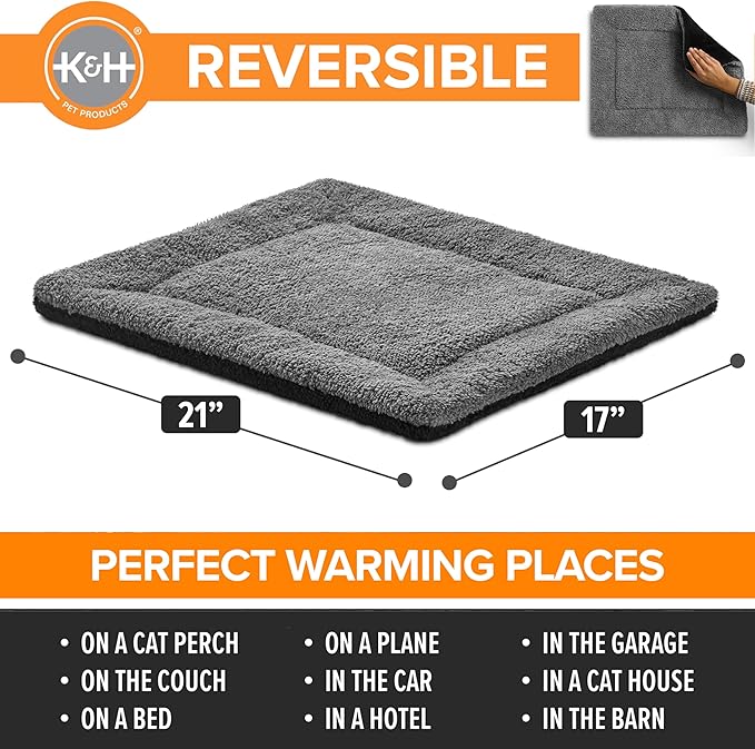 K&H PET PRODUCTS Self-Warming Cat Bed Pad, Self Heating Pad for Outdoor Cat Houses, Warming Mat for Indoor Pet Beds & Furniture, Reversible Blanket, Machine Washable - Small 21 X 17in Gray/ Black — image 2