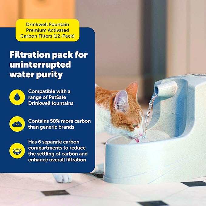 PetSafe Drinkwell Fountain Premium Activated Carbon Filters - Better Hydration Choice - Long-Lasting Purity - Odor-Free Drinking - Water Purification Filter - 12 Pack — image 2