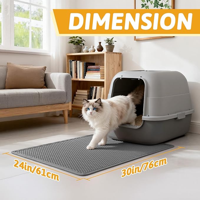Pieviev Cat Litter Mat Double Layer Waterproof Urine Proof Trapping Mat 1 Pack (Gray, 30x24 Inch (Pack of 1)) — image 2