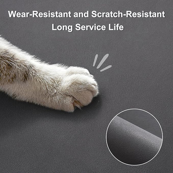 YCT Cat Food Mat for Pet Dog Feeting Mats, Cat Mat for Food and Water, Non-Slip Super Absorbent, with Multiple cat Heads Logo，18.1 x 11.8 inches, Dark Grey — image 2