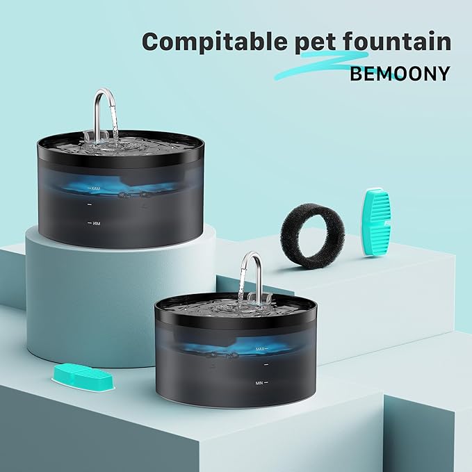 BEMOONY Cat Water Fountain Filters: Pet Water Fountain Replacement Filter - 12 Packs of Cat Fountain Filters (6 Carbon Filters + 6 Sponges) - Multiple Filtration Please Replace it Every 2-3 Weeks — image 2