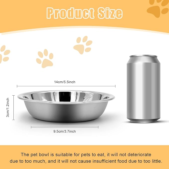 Stainless Steel Cat Bowl-Shallow Wide Flat Cats Food Bowls,Metal Kitten Dishes Whisker Friendly Fatigue Relief,Replacement Basic Kitty Plates for Elevated Stand,Dishwasher Safe（Set of 5） — image 2