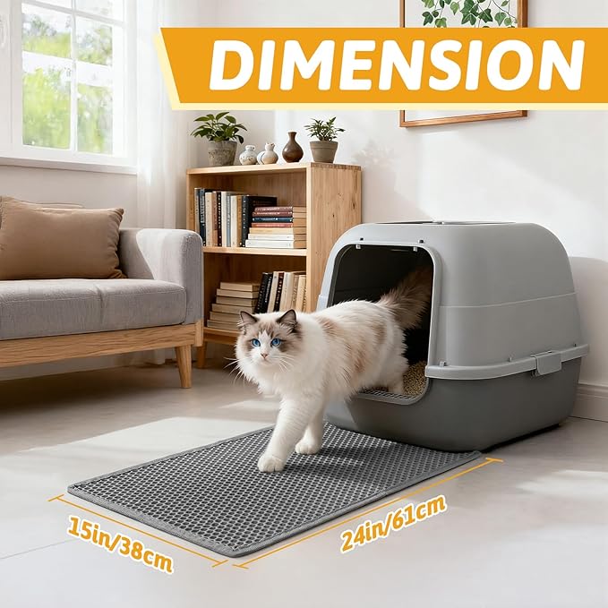 Pieviev Cat Litter Mat Double Layer Waterproof Urine Proof Trapping Mat 1 Pack (Gray, 24x15 Inch (Pack of 1)) — image 2