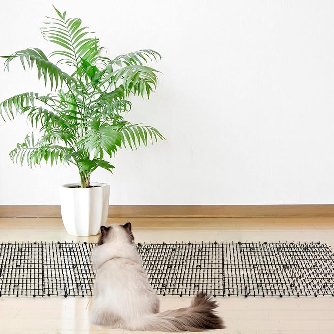 POMEAT 15 PCS Cat Scat Mat with Spikes 16 x 12'' Cat Deterrent Outdoor Scat Mats for Cats and Dogs Cat Spikes for Garden Fence Indoor Furniture Cat Deterrent Mat with 10 Staples — image 2