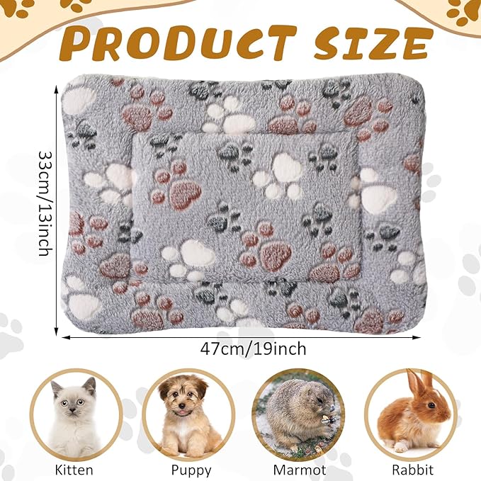 Tuanse 4 Pack Ultra Soft Dog Cat Bed Mat Small Animal Guinea Pig Bed with Cute Print Reversible Fleece Dog Crate Kennel Pad Cozy Washable Thickened Hamster Pet Beds Mat(13 x 19 Inches,Light Gray) — image 2