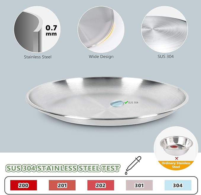 4-Pack Stainless Steel Cat Food Bowls, Shallow Whisker-Friendly Non-Slip Silicone Base Metal Dishes, Easy to Clean Indoor Feeding Flat Plates for Cat, Kitten, Small Dog (6.7") — image 3