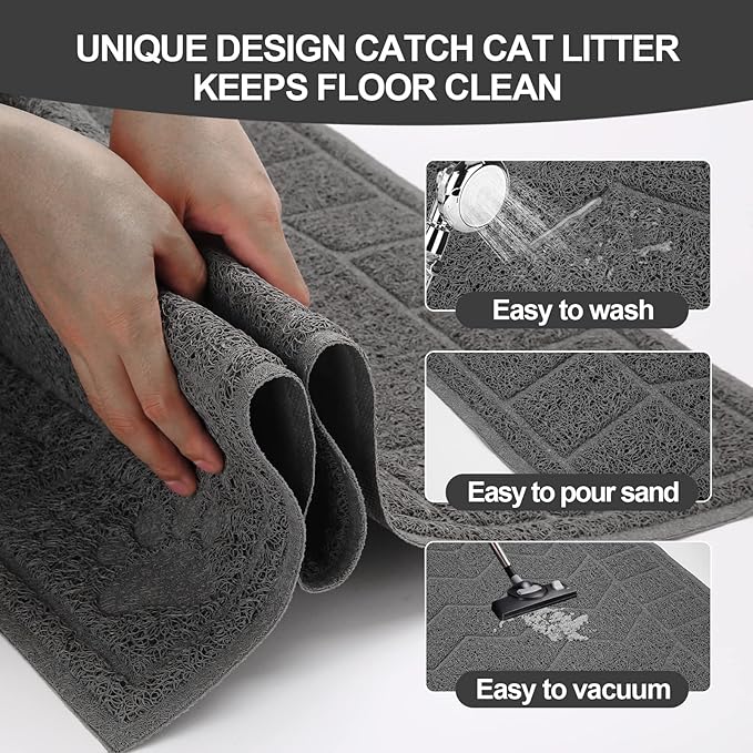 Cat Litter Box Mat, 35" x 24" Large Kitty Litter Trapping Mat Keep Floor Clean, Litter Box Mat Scatter Control, Waterproof, Easy to Clean, Durable Large Size Litter Mats for Floor — image 3
