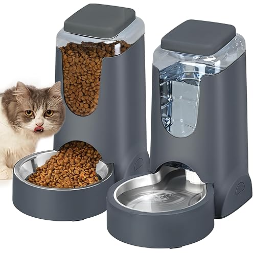 Automatic Cat Feeder and Water Dispenser in Set with Pet Food Bowl,Gravity Dog Waterer and Food Feeder for Small Medium Dog Cat Puppy Kitten Large Capacity(3.3L,Black) — image 15