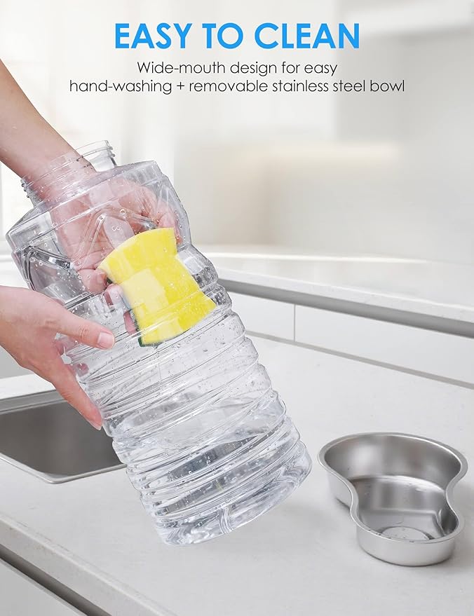 Heouvo 2.5 Gallon Automatic Dog Water Dispenser【Wide Mouth for Easy Hand-in Cleaning】【Removable Stainless Steel Bowl】, Gravity Refilling Large Capacity for Cats and Dogs, Multi-Pet Homes — image 3