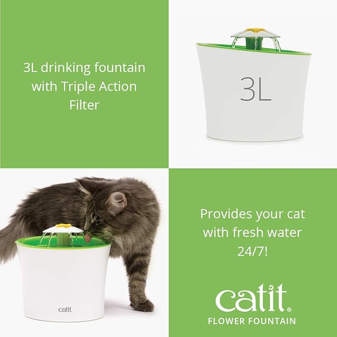 Catit LED Flower Fountain with Triple Action Filter, Cat Drinking Water Fountain, 3 L — image 3