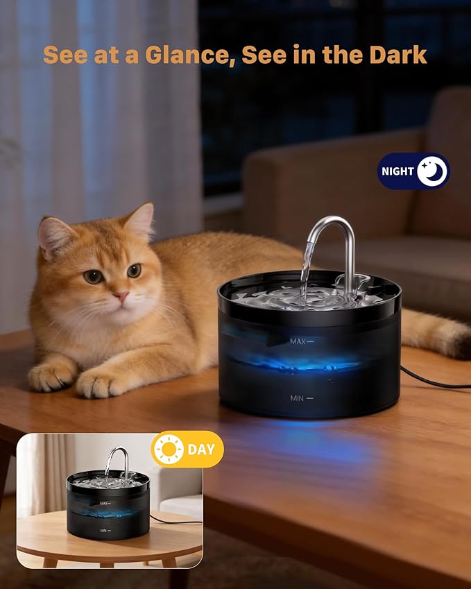 Cat Water Fountain: Dog Bowl Fountains - Automatic Pet Dispenser - Dogs Drinking Waterer Bowls Indoor - Auto Watering Dish Supplies - Easy Cleaning Animal Machine - Quiet 67oz/2L Kitty Drink Fountain — image 3
