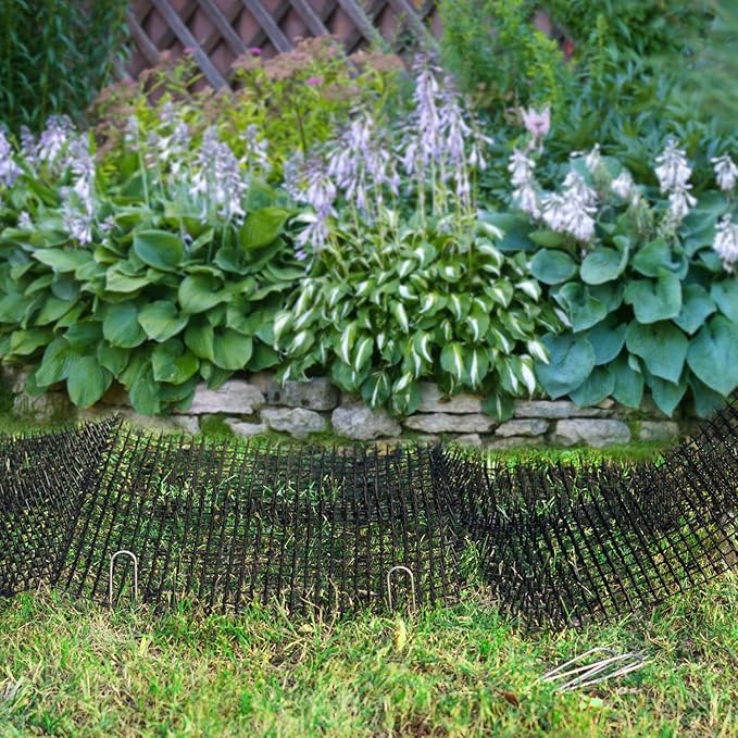 POMEAT 15 PCS Cat Scat Mat with Spikes 16 x 12'' Cat Deterrent Outdoor Scat Mats for Cats and Dogs Cat Spikes for Garden Fence Indoor Furniture Cat Deterrent Mat with 10 Staples — image 3