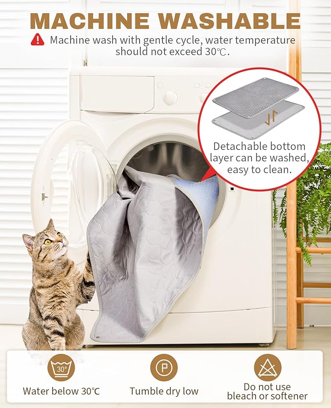 Fostanfly Cat Litter Mat - Extra Large XL 45"x 27" Cat Litter Trapping Mat, Machine Washable Double Layer Design, Urine & Waterproof for Kitty- Easy Clean for Floor — image 3