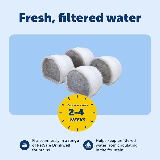 PetSafe Drinkwell Avalon & Pagoda Fountain Activated Carbon Filters - Better Hydration Choice - Long-Lasting Purity - Odor-Free Drinking - Universal Filter Replacement - 4 Pack — image 3