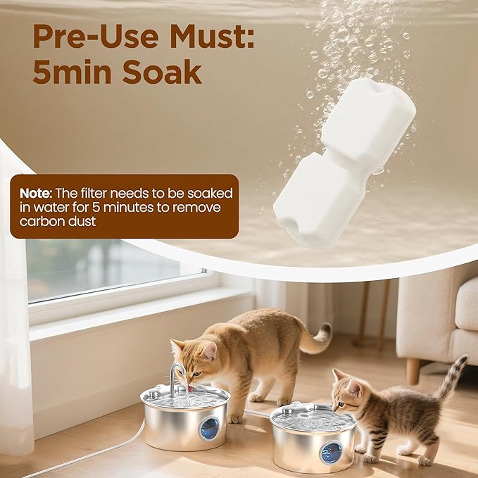Cat Water Fountain Filters: 12 Cat Fountain Filter Replacement - 3 Months Set of Replacement Filters for ATMZIQXR Pet Fountains S18 - Contains 6 Carbon Filters + 6 Sponges Filters — image 3