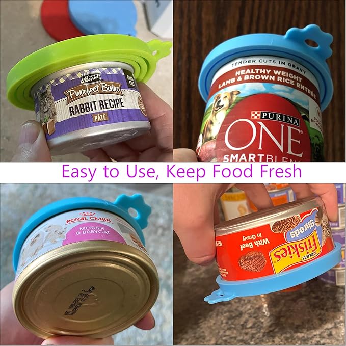 4 Pack Pet Food Can Cover Silicone Can Lids for Dog and Cat Food(Universal Size, One fit 3 Standard Size Food Cans) — image 3