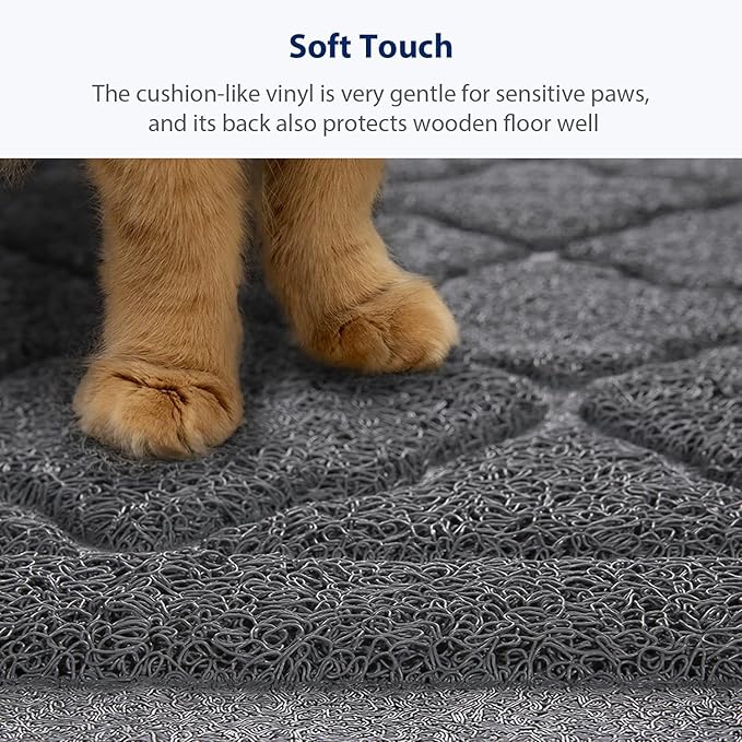 WePet Cat Litter Box Mat, Kitty Premium PVC Pad, Durable Trapping Rug, Phthalate Free, Urine-Resistant, Scatter Control, XXL 47 x 36 Inch, Grey — image 3