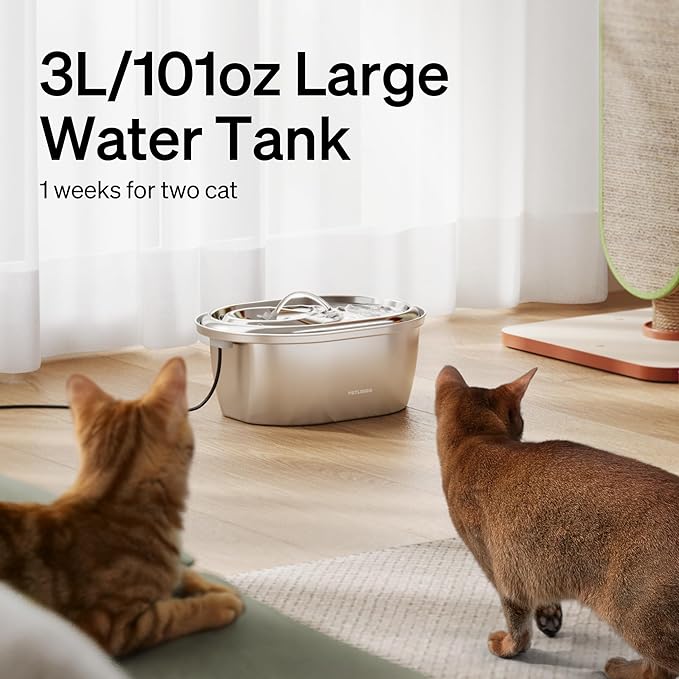 PETLIBRO Stainless Steel Cat Water Fountain, 101oz/3L Pet Water Fountain for Cats Inside, Food-Grade Dog Water Fountain, Automatic Cat Water Dispenser — image 3