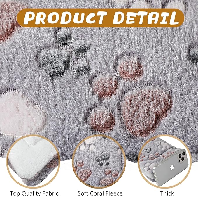Tuanse 4 Pack Ultra Soft Dog Cat Bed Mat Small Animal Guinea Pig Bed with Cute Print Reversible Fleece Dog Crate Kennel Pad Cozy Washable Thickened Hamster Pet Beds Mat(13 x 19 Inches,Light Gray) — image 3