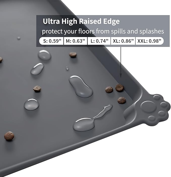 Reopet Waterproof Pet Feeding Mat, Non-Slip Silicone Placemats for Dog Cat Food and Water Bowl, High Raised Edges to Prevent Spills and Protect Floors — image 3
