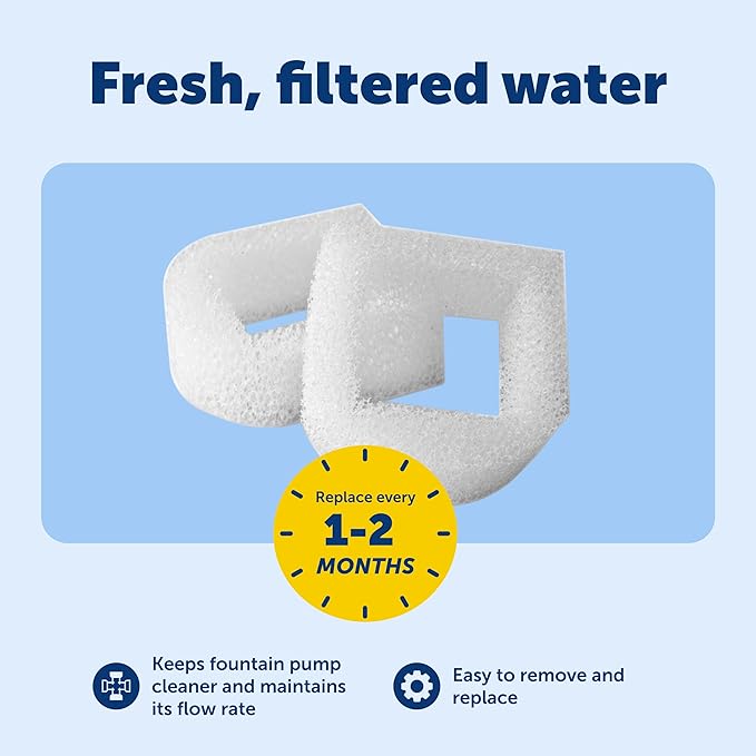 PetSafe Drinkwell Replacement Foam Filters - Improves Water Cleanliness - Protects Pump - Catches Hair & Debris - Compatible with Ceramic, Stainless, & Plastic Pet Fountains — image 4