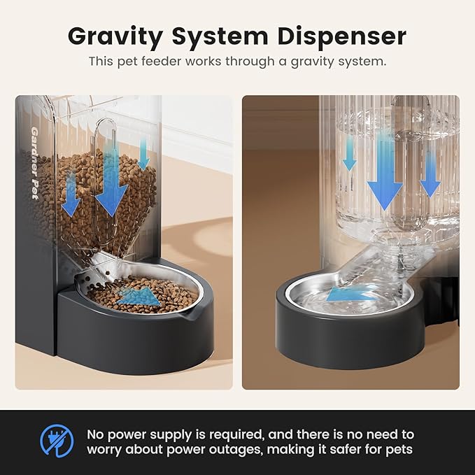 Gardner Pet Automatic Gravity Cat Food Feeder and Water Dispenser Stainless Steel Two-in-One Set Large Capacity Dispenser for Pets Dogs, Puppies, Kittens-(0.8 Gallons x 2) — image 4