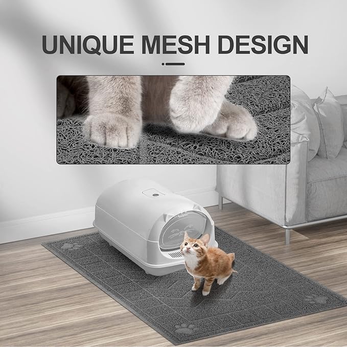 Cat Litter Box Mat, 35" x 24" Large Kitty Litter Trapping Mat Keep Floor Clean, Litter Box Mat Scatter Control, Waterproof, Easy to Clean, Durable Large Size Litter Mats for Floor — image 4