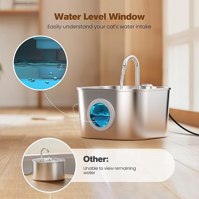 Cat Water Fountain Stainless Steel: Pet Fountains for Cats/Dog Indoor Automatic Waterer Bowls for Drinking Small Animal Water Dispenser Metal Pets Watering Faucet Bottle Auto Kitty Watering Supplies — image 4
