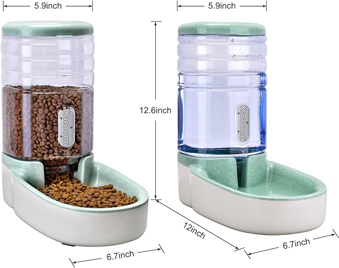 Kacoomi Automatic Dog Cat Feeder and Water Dispenser Gravity Food Feeder and Waterer Set with Pet Food Bowl for Small Medium Dog Puppy Kitten, Large Capacity 1 Gallon x 2 — image 4