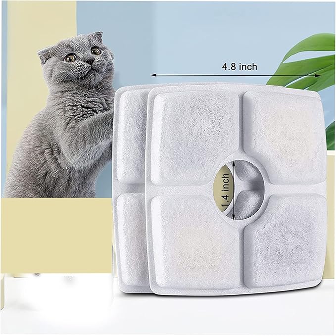 Cat Water Fountain Filters,10 Pack Replacement Filter Fit for Top Square 84oz/2.5L Cat Pet Fountain, 3 Filtration System — image 4