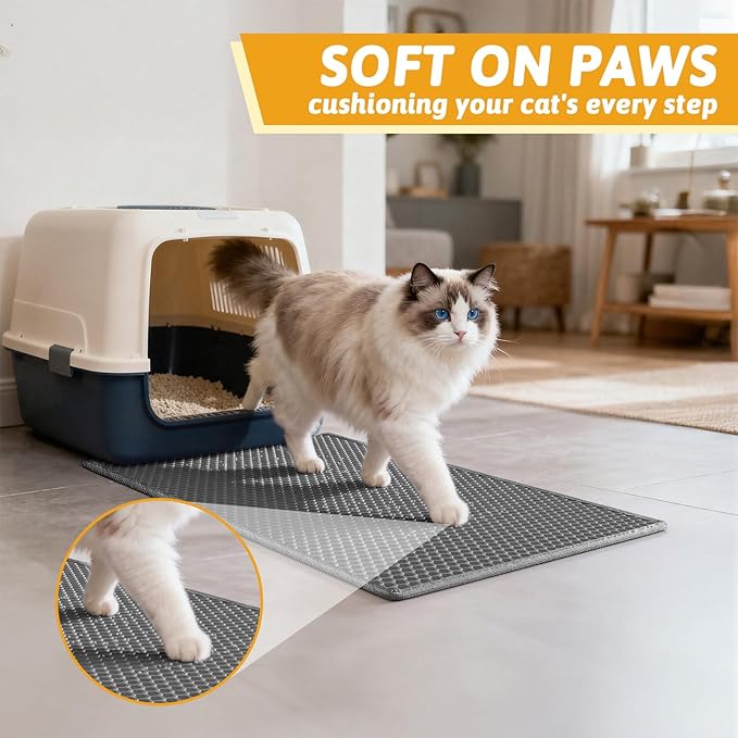 Pieviev Cat Litter Mat Double Layer Waterproof Urine Proof Trapping Mat 1 Pack (Gray, 24x15 Inch (Pack of 1)) — image 4