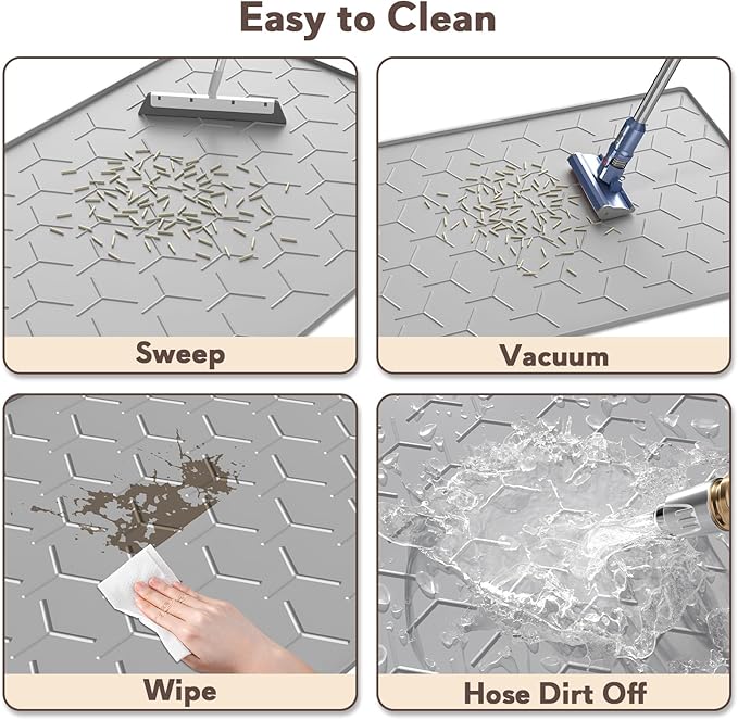 Garoopion Cat Litter Box Mat, Large 40" X 28" Litter Trapping Mat for Cats, Waterproof Silicone Pad for Floor, Gray — image 4