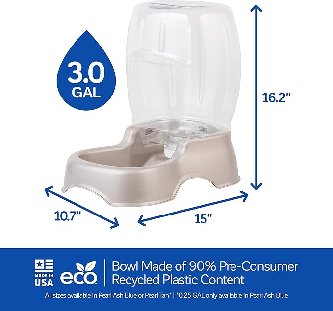 Petmate Pet Cafe Cat and Dog Water Dispenser - Water Bowl for Cats and Dogs, USA Made, 3 GAL, Pearl Tan — image 4