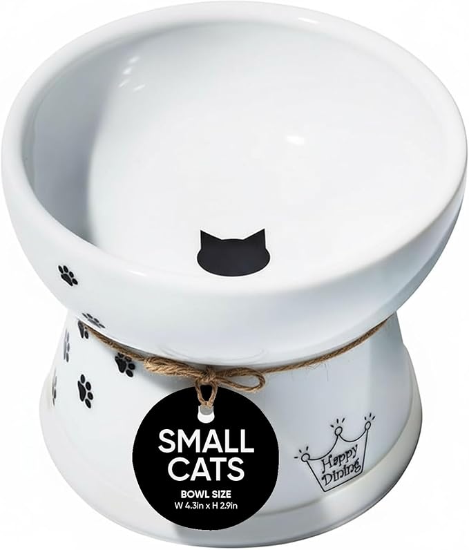 Necoichi Raised Cat Food Bowl – Ceramic Elevated Cat Bowl for Whisker & Neck Fatigue, Dishwasher Microwave Safe – Non-Slip & Anti Vomiting Ergonomic Design (Cats, Regular, 1-Cup Capacity) — image 4