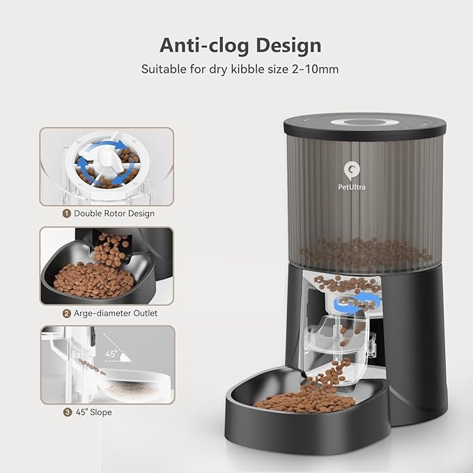 PETULTRA Automatic Cat Feeder: 4L Timed Cats Food Dispenser Programmable 1-6 Meal for Cat and Small Medium Dog- Auto Pet Feeder Easy to Set Up Dual Power Supply with Desiccant Bag| Detachable Washable — image 4