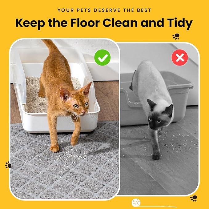 Conlun Cat Litter Mat Litter Trapping Mat, Premium Durable PVC Grid Mesh with Scatter Control, Non-slip, Less Waste Cat Litter Box Mat, Soft on Kitty’s Paws, Urine Waterproof, 24" x 17" Grey — image 4