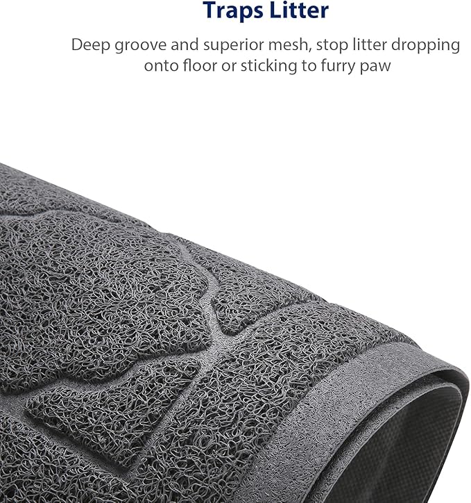 WePet Cat Litter Box Mat, Kitty Premium PVC Pad, Durable Trapping Rug, Phthalate Free, Urine-Resistant, Scatter Control, XXL 47 x 36 Inch, Grey — image 4