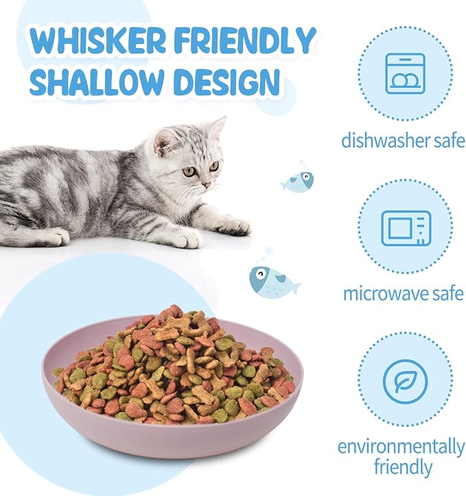 [8 Pack] Cat Dishes Whisker Friendly, Shallow Wide Pet Food and Water Bowl, Durable Wheat Straw Cat Bowls for Indoor Outdoor Cats — image 5