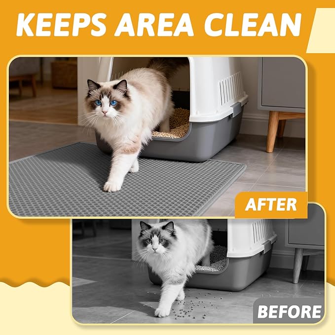 Pieviev Cat Litter Mat Double Layer Waterproof Urine Proof Trapping Mat 1 Pack (Gray, 30x24 Inch (Pack of 1)) — image 5