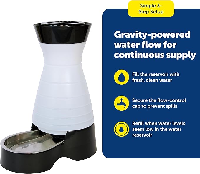 PetSafe Healthy Pet Water Station - Small, 64 oz Capacity - Gravity Pet Water Fountain, Automatic Cat Water Fountain, Dog Water Fountain, Water Dispenser - Removable Stainless Steel Bowl Included — image 5