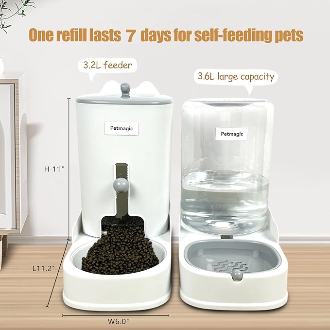 Gravity cat Feeder by Petmagic is a 3.6L Large-Capacity cat Food and Water Bowl Set. This Two-piece Set is Suitable for pet Feeding, Including Small and Medium-Sized Dogs, Kittens. — image 5