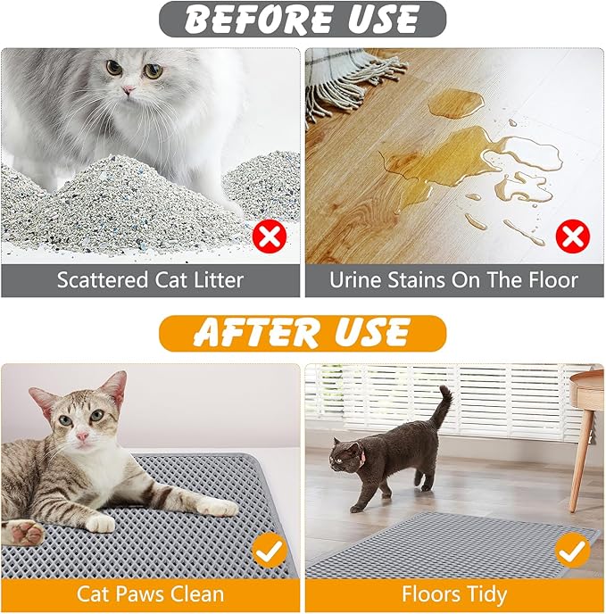 Double Layer Cat Litter Mat, 24x15 Inch Waterproof Litters Box Mat, Non-Slip Cat Mat for Litter Box — image 5