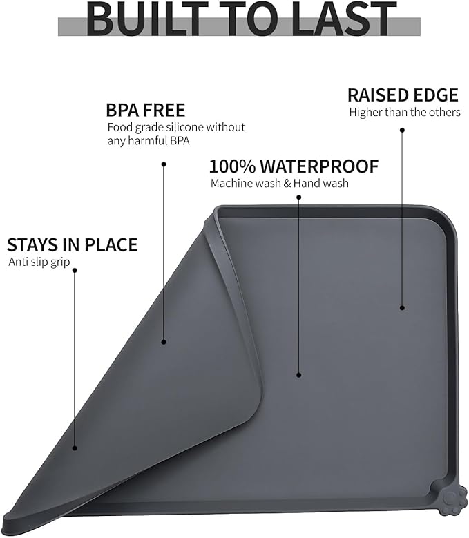 Reopet Waterproof Pet Feeding Mat, Non-Slip Silicone Placemats for Dog Cat Food and Water Bowl, High Raised Edges to Prevent Spills and Protect Floors — image 5