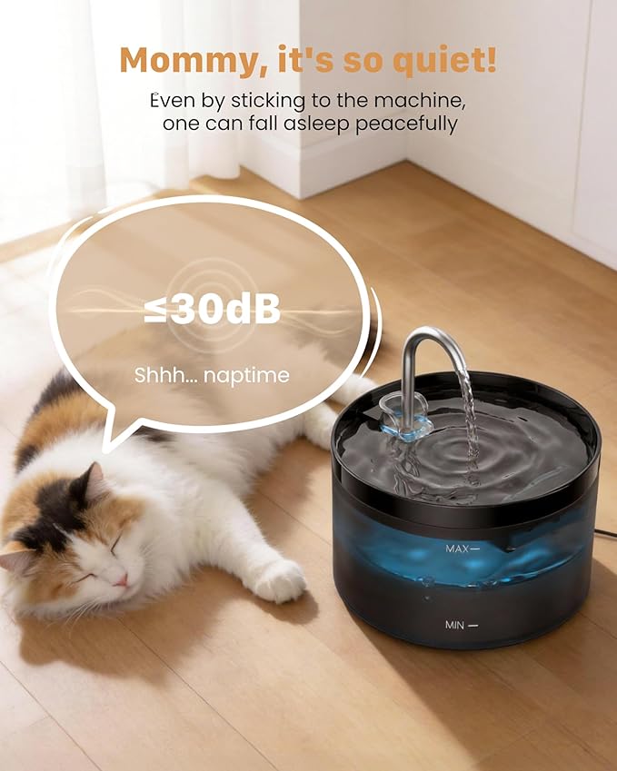 Cat Water Fountain: Dog Bowl Fountains - Automatic Pet Dispenser - Dogs Drinking Waterer Bowls Indoor - Auto Watering Dish Supplies - Easy Cleaning Animal Machine - Quiet 67oz/2L Kitty Drink Fountain — image 5