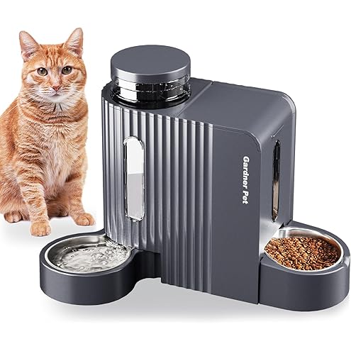 ZOMISIA Automatic Cat Feeder and Water Dispenser Set, 2 in 1 Gravity Cat Food Dispenser with 180 Degree Rotatable, Pet Self Feeding Large Capacity for Small Dogs Puppy Kitten, Black, 0.8 Gallon x 2 — image 5