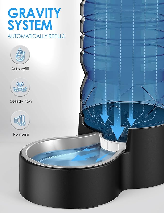 Heouvo 2.5 Gallon Automatic Dog Water Dispenser【Wide Mouth for Easy Hand-in Cleaning】【Removable Stainless Steel Bowl】, Gravity Refilling Large Capacity for Cats and Dogs, Multi-Pet Homes — image 5