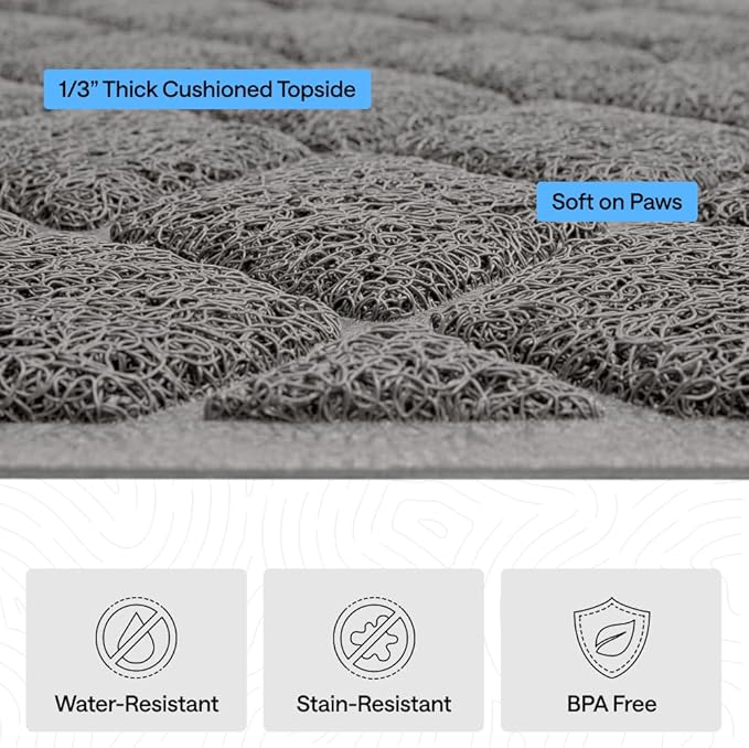 GORILLA GRIP Cat Litter Box Mat, 35x23, Cushioned Coil Mesh Litter Trapping Mats, Scatter Control Supplies for Less Mess, Phthalate Free, Ultra Deep Catch Grooves, Rinse or Vacuum to Clean, Gray — image 5